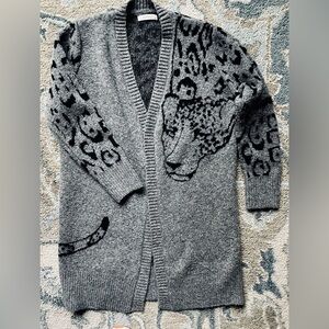 Anthropologie Gray Leopard Open Cardigan